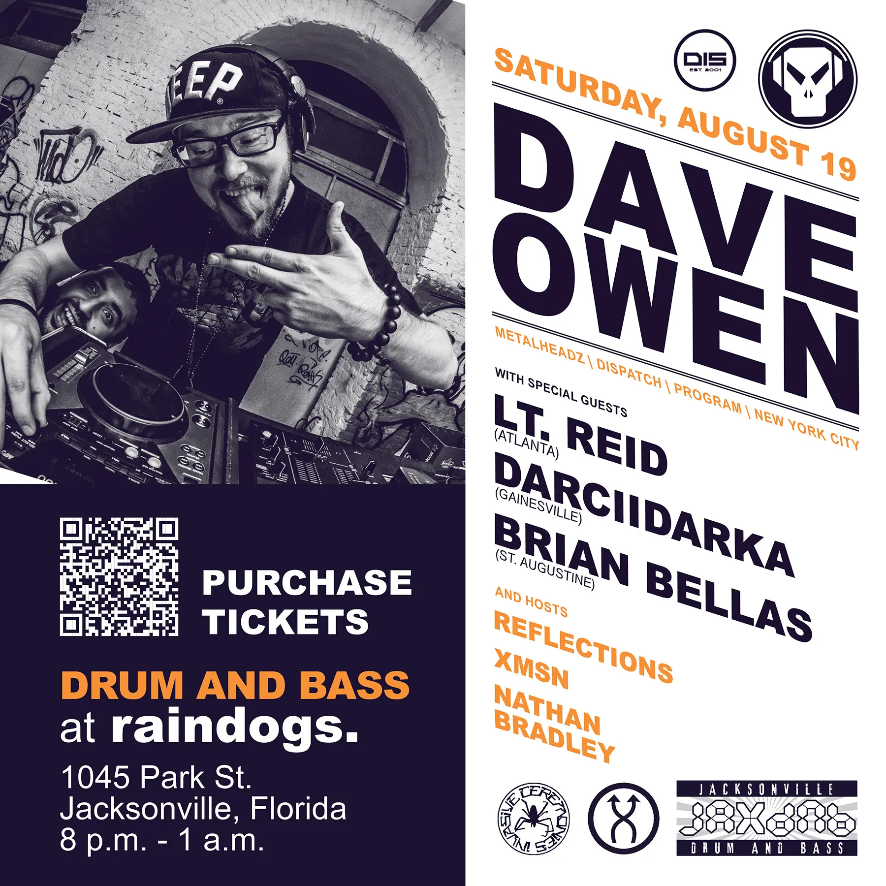 JaxDnB Presents: Dave Owen (Metalheadz, 31 Recordings) plus guests at Rain dogs