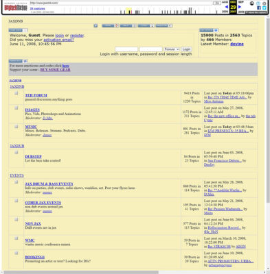 screen shot of the old JaxDnB.com message board from 2007