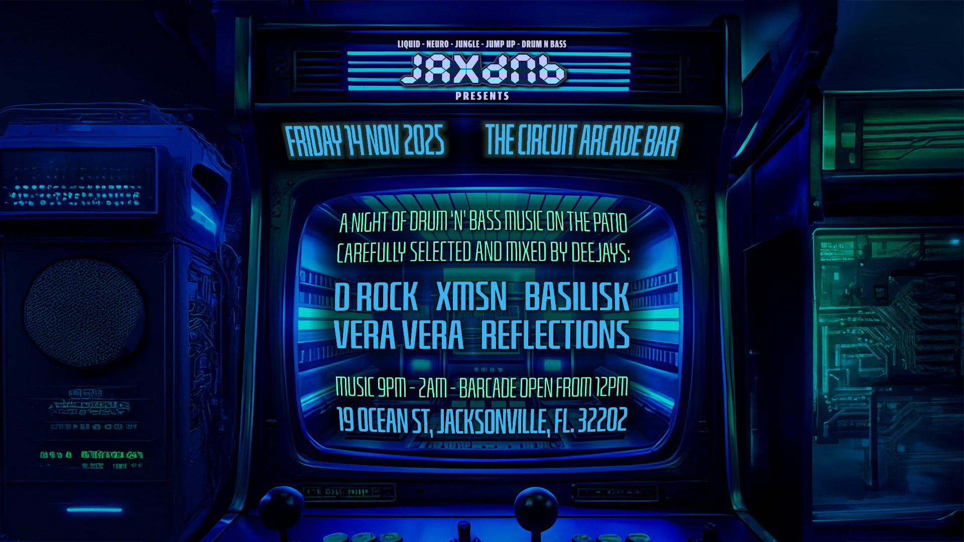 JaxDnB Presents a Patio Takeover at The Circuit Arcade Bar - 14 November 2025