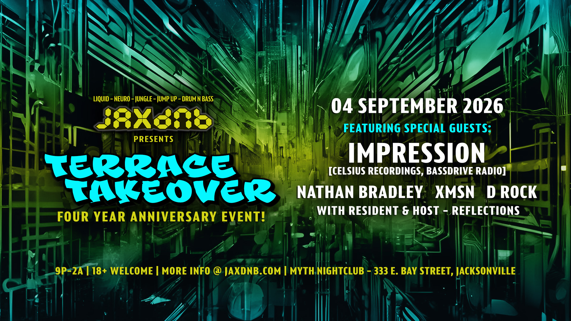 JaxDnB Terrace Takeover at Myth Nightclub - 04 September 2026